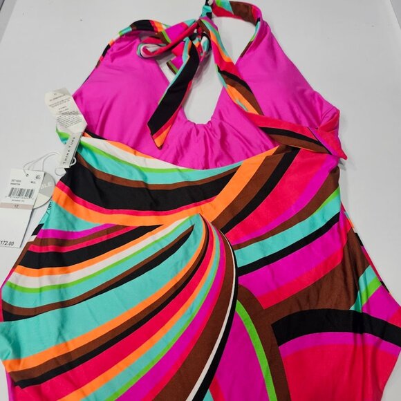 Trina Turk Reversible Plunge Halter One-Piece Swimsuit - Picture 11 of 16